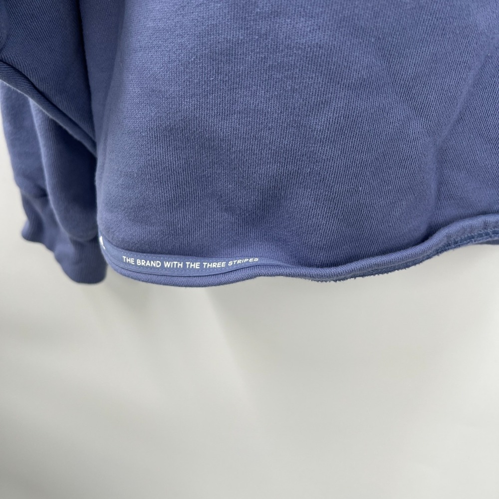 Adidas Periwinkle Cropped Hoodie Hem Detail pullover lounge casual sporty top S - Picture 6 of 10